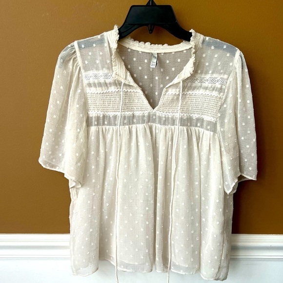 ZARA TRF Collection Womens Sheer Blouse Size Medium Prairie Cottagecore Feminine - Picture 2 of 6